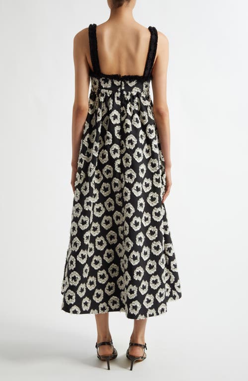 Shop Ulla Johnson Mira Fray Trim Print Sleeveless Maxi Dress In Eclipse