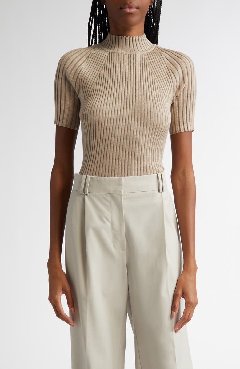 Proenza Schouler Jaden Short Sleeve Superfine Wool & Silk Sweater, Main, color, 