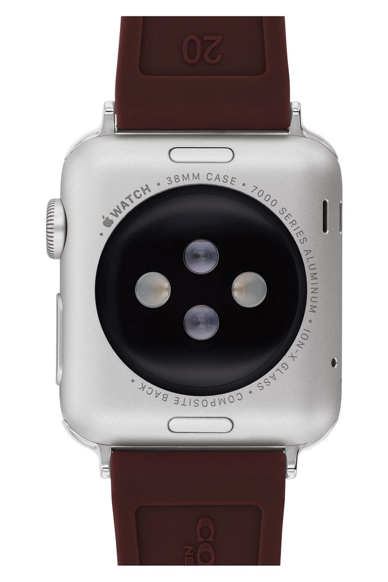 Signature C Silicone 20mm Apple Watch® Watchband, Alternate, color, BLACK CURRANT