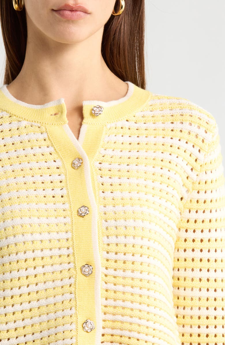 ASTR the Label Karly Open Stitch Cardigan, Alternate, color, Off White Yellow