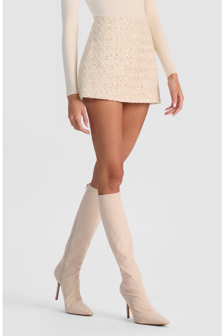 Rubi Metallic Tweed Miniskirt, Alternate, color, NATURAL