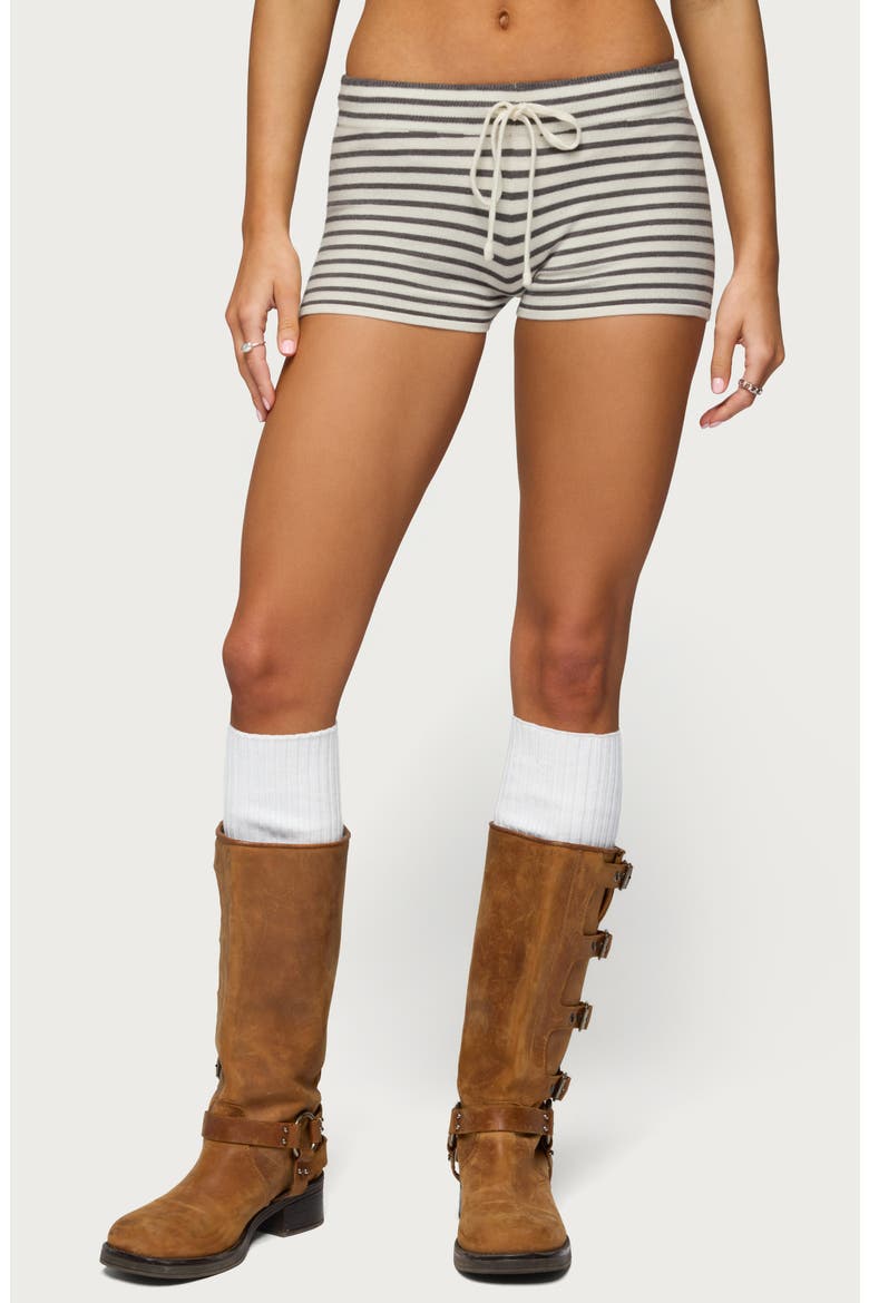Lillian Stripe Knit Shorts, Main, color, CREAM