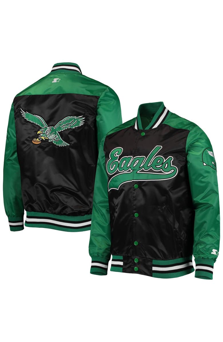 STARTER Men's Starter Black Philadelphia Eagles The Tradition II Full-Snap Team Jacket, Main, color, 