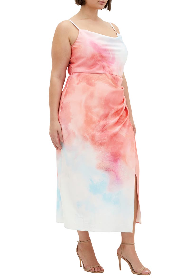 Mali Print Evening Dress, Alternate, color, SUNSET OMBRE