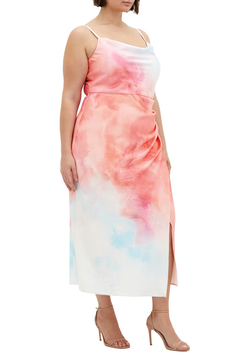 City Chic Mali Print Evening Dress, Alternate, color, Sunset Ombre