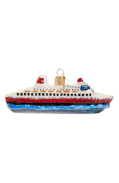 Cruise Ship Glass Ornament