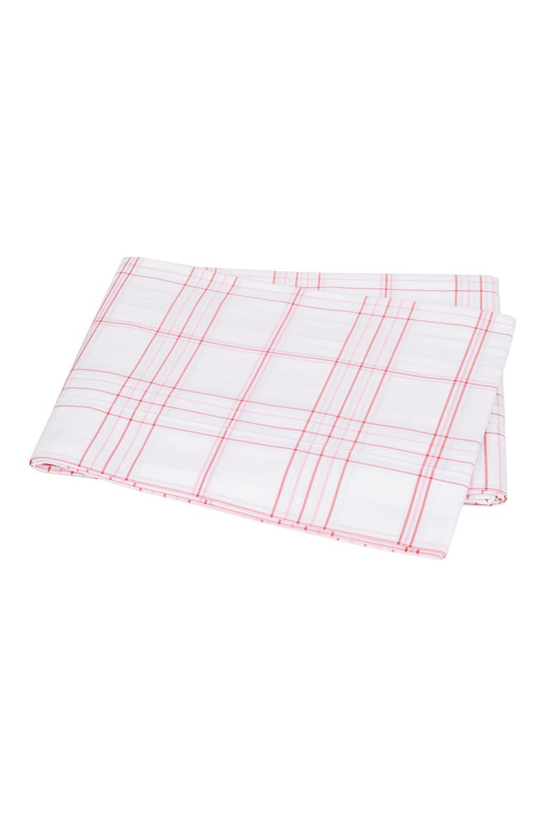 August Plaid 500 Thread Count Flat Sheet, Main, color, PEONY