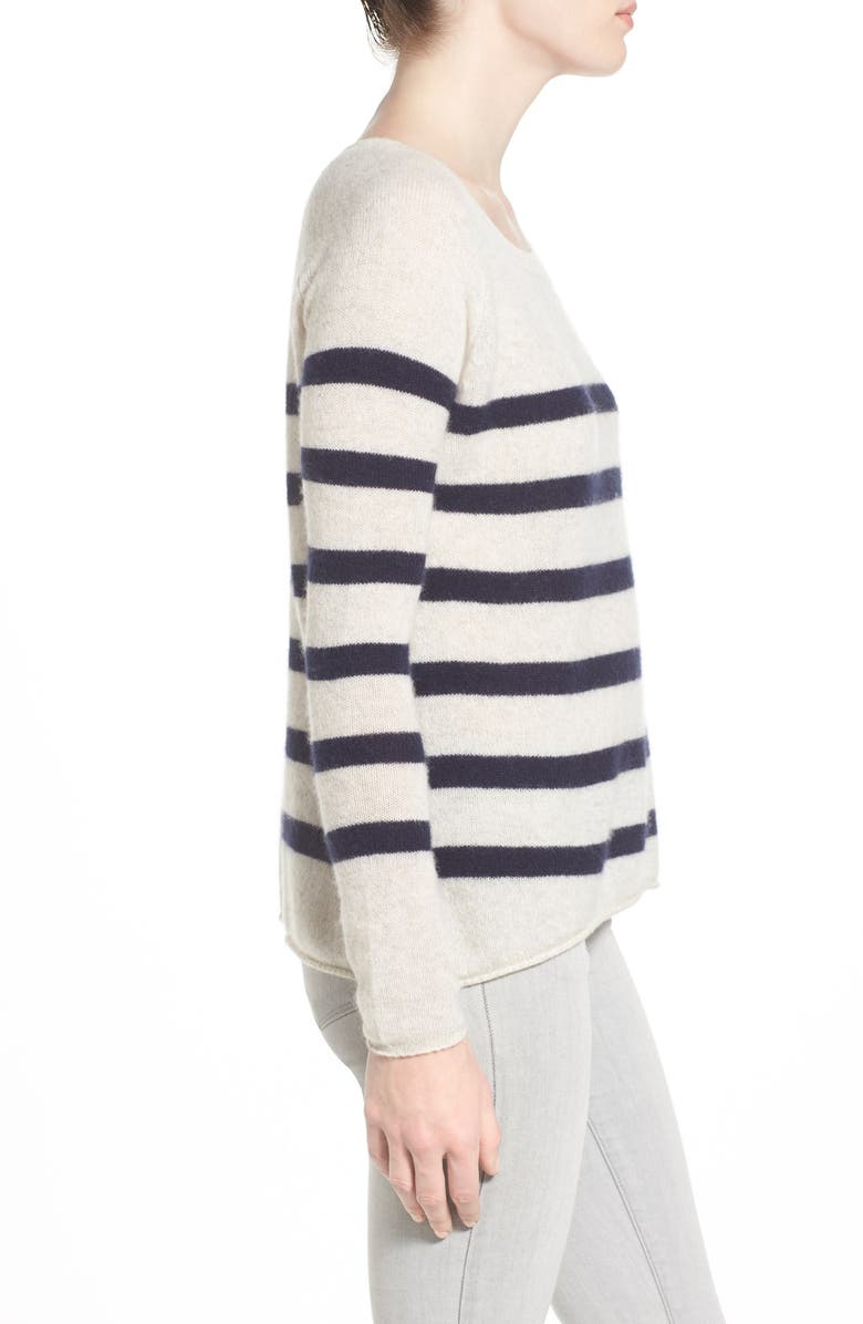 VELVET by Graham & Spencer Stripe Sheer Cashmere Sweater, Alternate, color, 