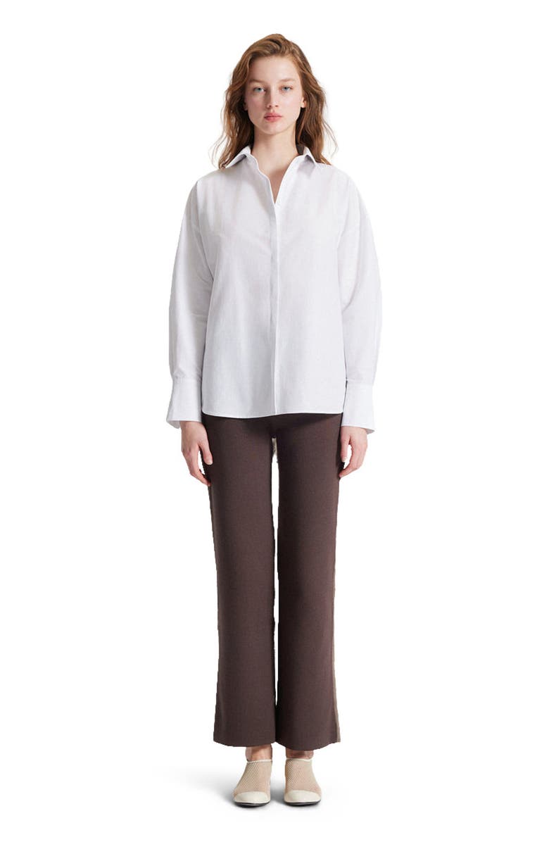 THEO The Label Echo Print Back Banker Shirt, Main, color, White/Leopard