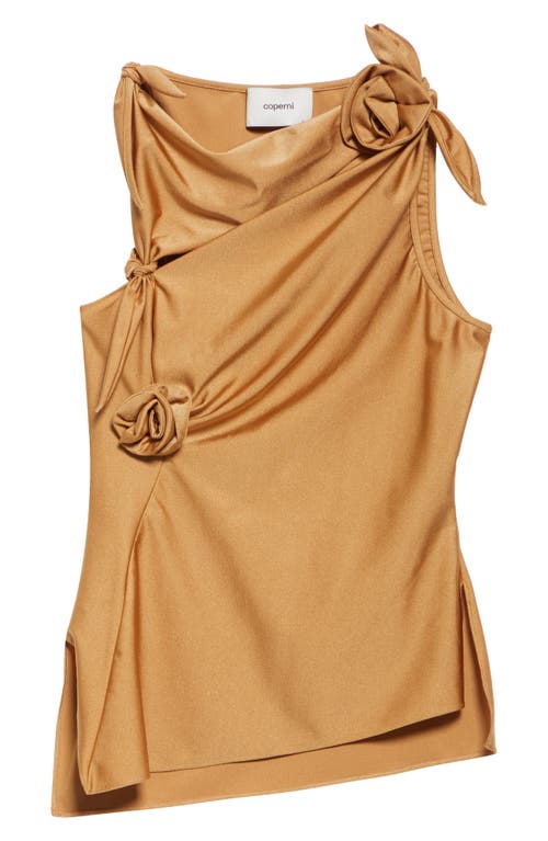 Coperni Rosette Cutout Asymmetric Stretch Jersey Top In Brown