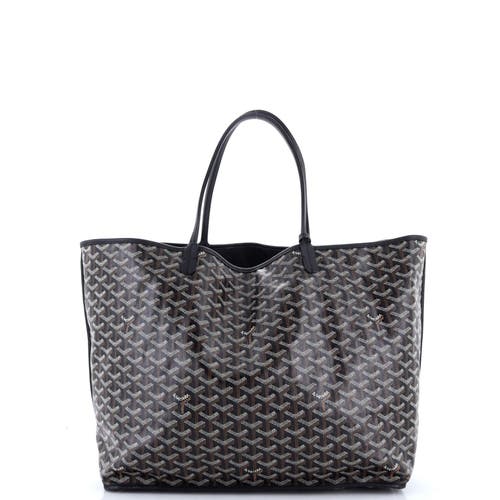 Pre-owned Goyard  Goyard Anjou Reversible Tote Coated Canvas Gm In Black