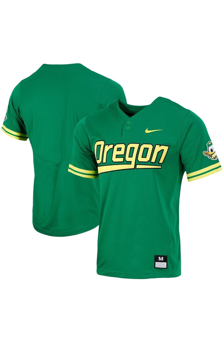 Nike Men's Nike Green Oregon Ducks Replica Two-Button Baseball Jersey, Main, color, 