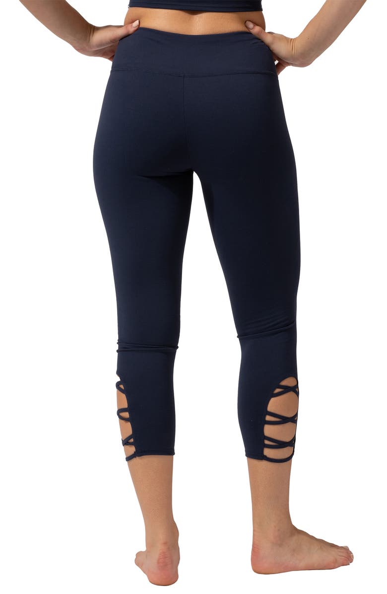 Threads 4 Thought Crisscross Crop Leggings, Alternate, color, Raw Denim