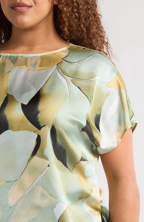Anne Klein Print Top In Soft Aloe Multi