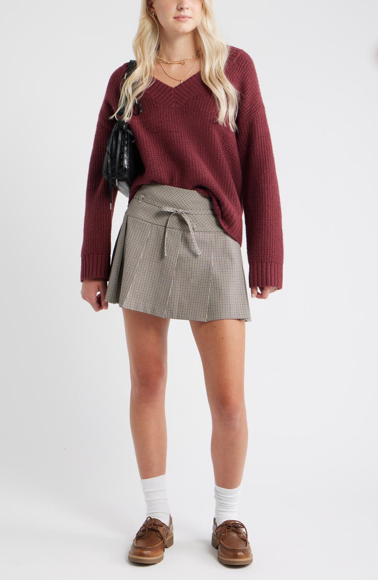 BP. V-Neck Thermal Sweater, Alternate, color, Burgundy Tannin