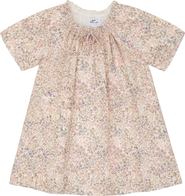 Jolie Capri Floral Flutter Sleeve Elastic Neck Dress