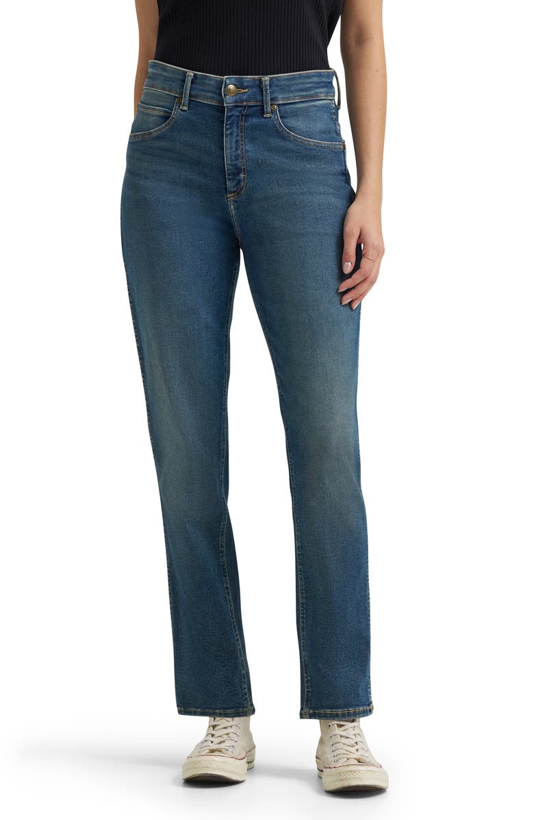 Lee Rider<sup>™</sup> Ever Fit Mid Rise Slim Straight Leg Jeans, Main, color, Indigo Tea
