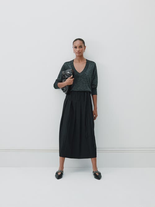 Hush Gracey V Neck Metallic Jumper In Silver