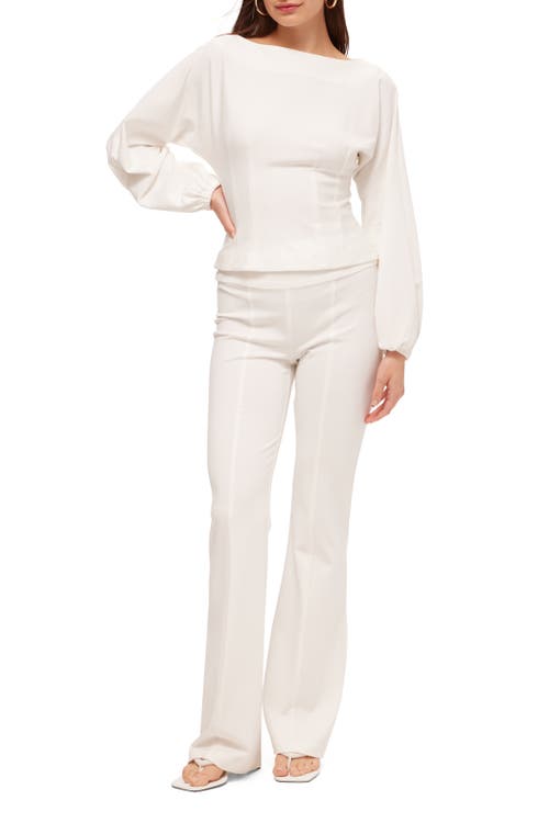 Trina Turk Back Zip Ponte Prime Top In Whitewash