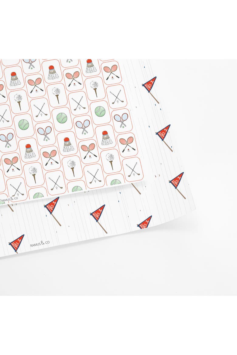 Eight Sheets Two-Sided "Club Life" & "Sails Up" Heavyweight Gift Wrap, Alternate, color, Multicolored