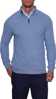 TailorByrd Blue Cozy Quarter Zip Sweater
