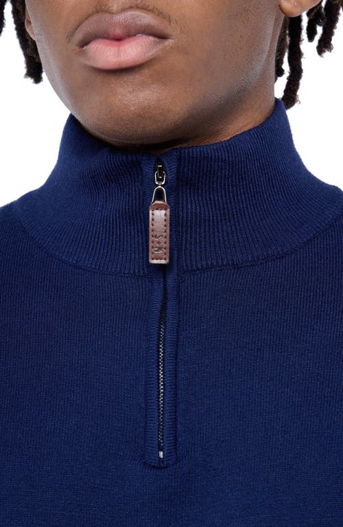 Spring + Mercer Mock Neck Quarter Zip Sweater In Navy