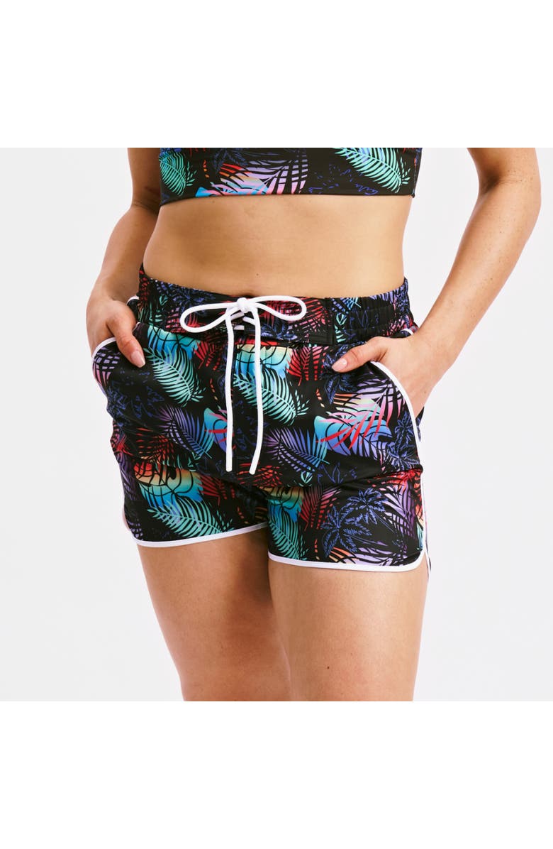 TomboyX High Waist Swim 2.5-Inch Board Shorts, Main, color, Palm Dreams