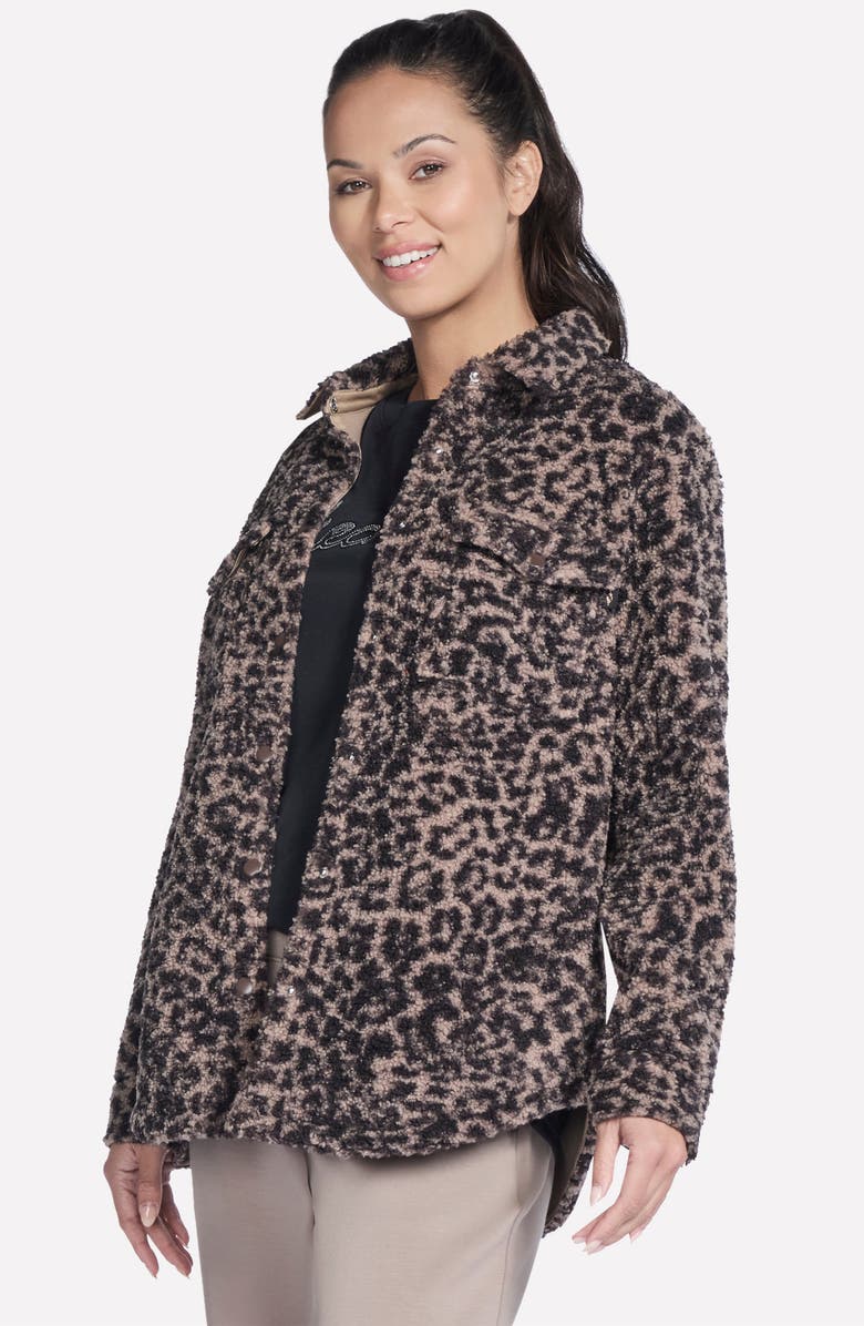 SKECHERS On the GO Cheetah Faux Shearling Shirt Jacket, Alternate, color, Cheetah