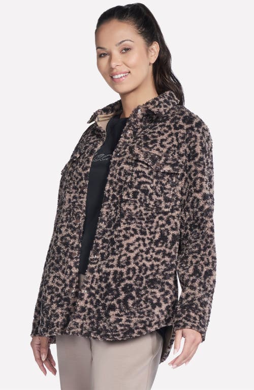 Skechers On The Go Cheetah Faux Shearling Shirt Jacket In Brown