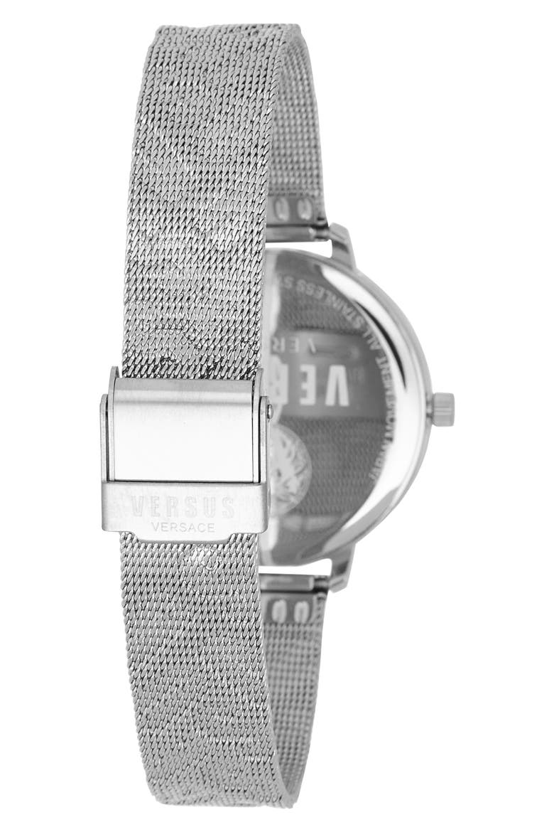 La Villette Crystal Mesh Strap Watch, 36mm, Alternate, color, STAINLESS STEEL