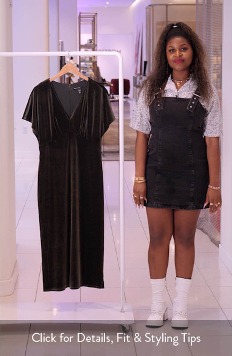 Deep V-Neck Velvet Midi Dress, sales video thumbnail