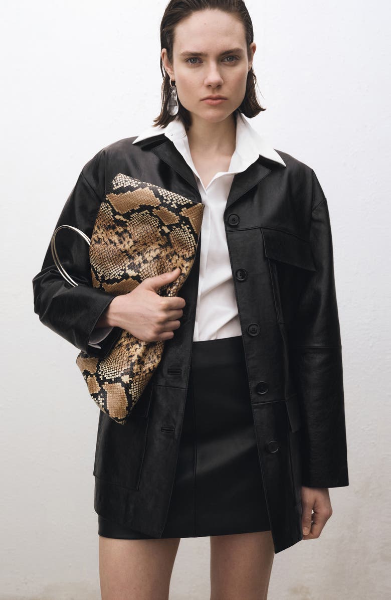 MANGO Faux Leather Miniskirt, Alternate, color,