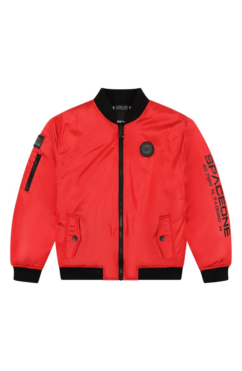 Andy & Evan x SPACEONE Kids' Reversible Bomber Jacket, Main, color, Mars Red