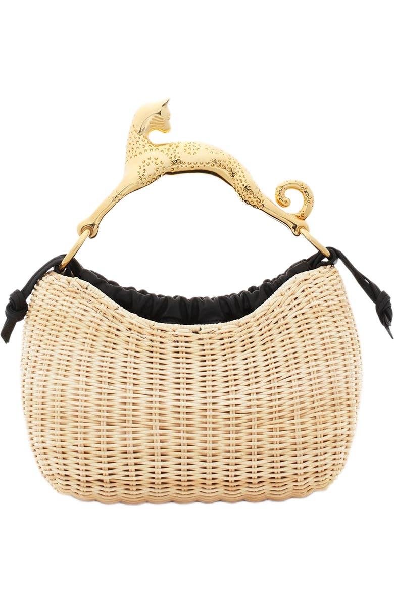 Lanvin Wicker Hobo Cat Bag Sm, Main, color,