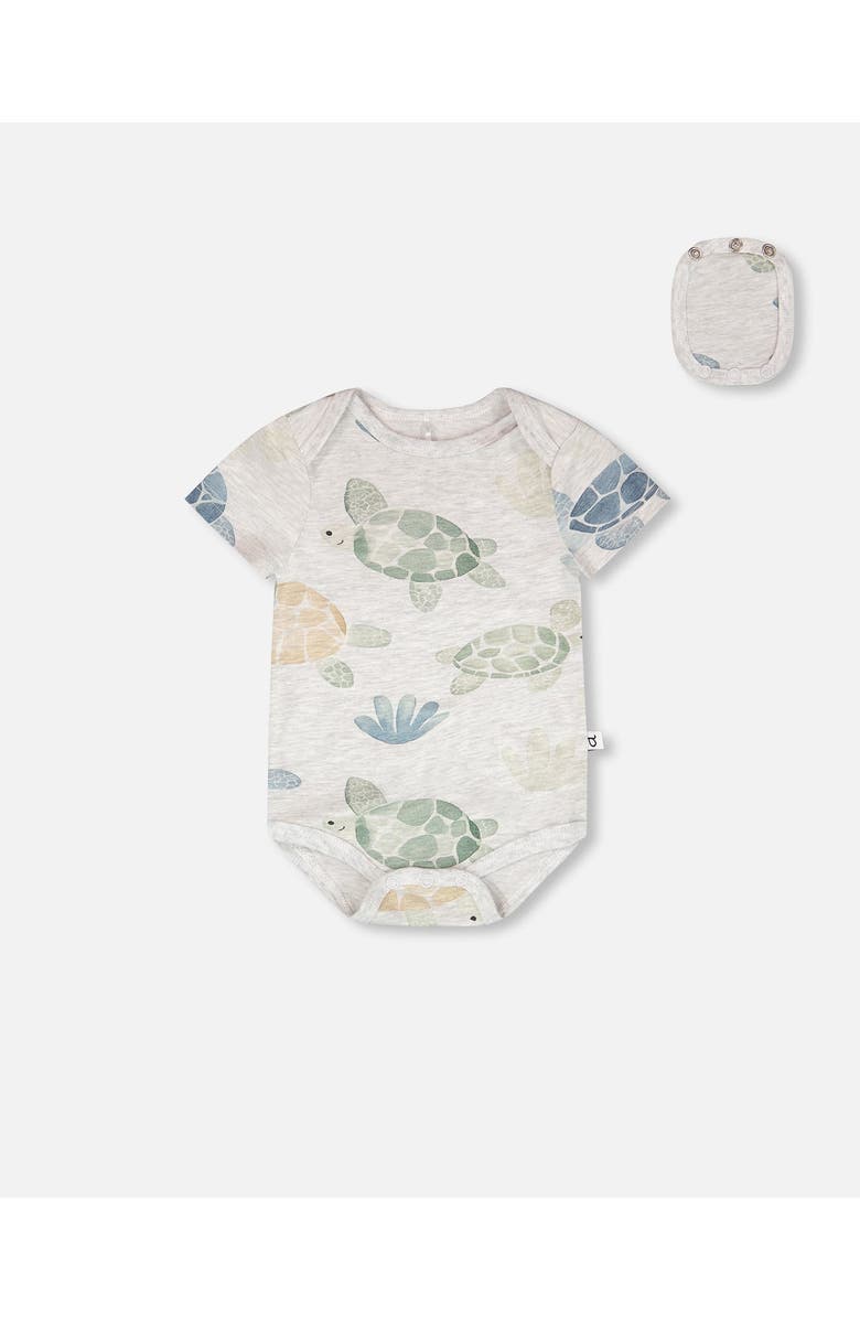 Deux par Deux 3 Pack Evolutive Organic Cotton Jersey Turtle Print Bodysuit, Alternate, color, Grey Mix Turtle Print
