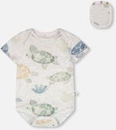 Deux par Deux Evolutive Organic Cotton Jersey Turtle Print Bodysuit