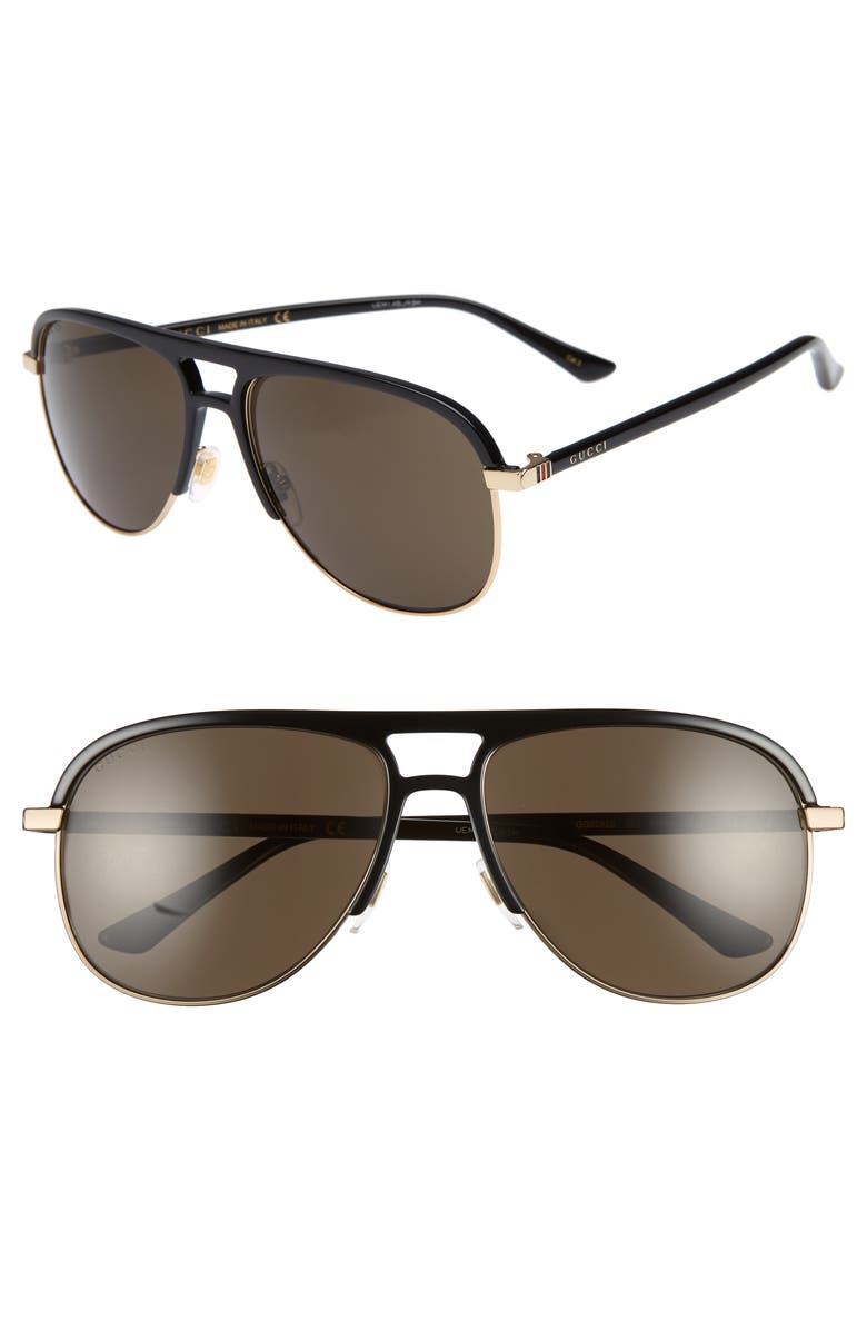 Gucci 60mm Aviator Sunglasses, Main, color,