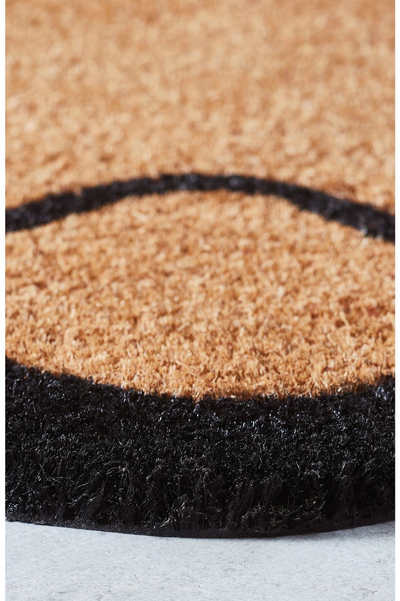 Bow Scalloped Coir Doormat, Alternate, color, BLACK