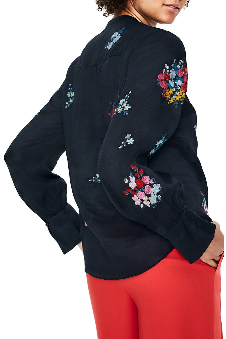 Claudia Embroidered Blouse, Alternate, color, NAVY