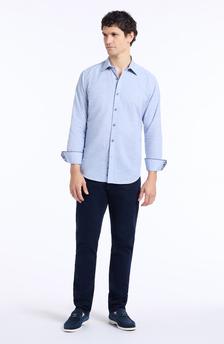 Robert Graham Avondale Cotton Button-Up Shirt, Alternate, color, Navy