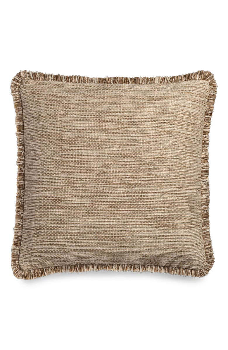 Crane Air Layered Loom Fringe Accent Pillow, Main, color, Beige