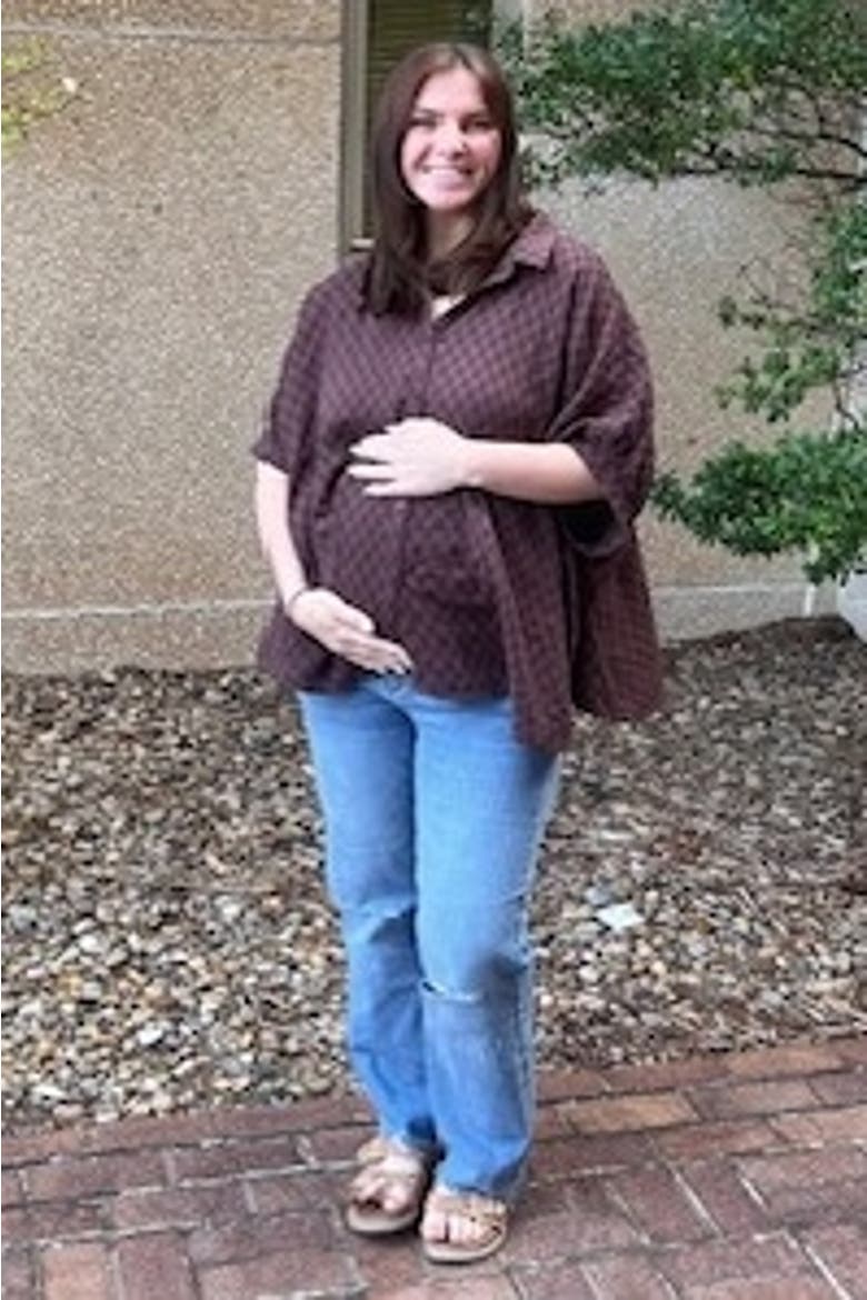 Checker Print Short Sleeve Oversized Blouse, Alternate, color, Brown