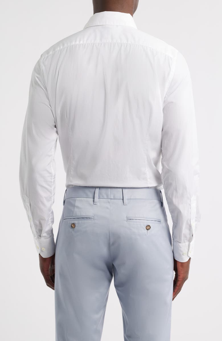 Emanuel Berg Modern Fit Solid Natural Stretch Yoga Twill Dress Shirt, Alternate, color, White
