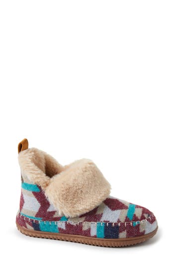 Dearfoams Moritz Faux Fur Lined Bootie Slipper In Cabernet
