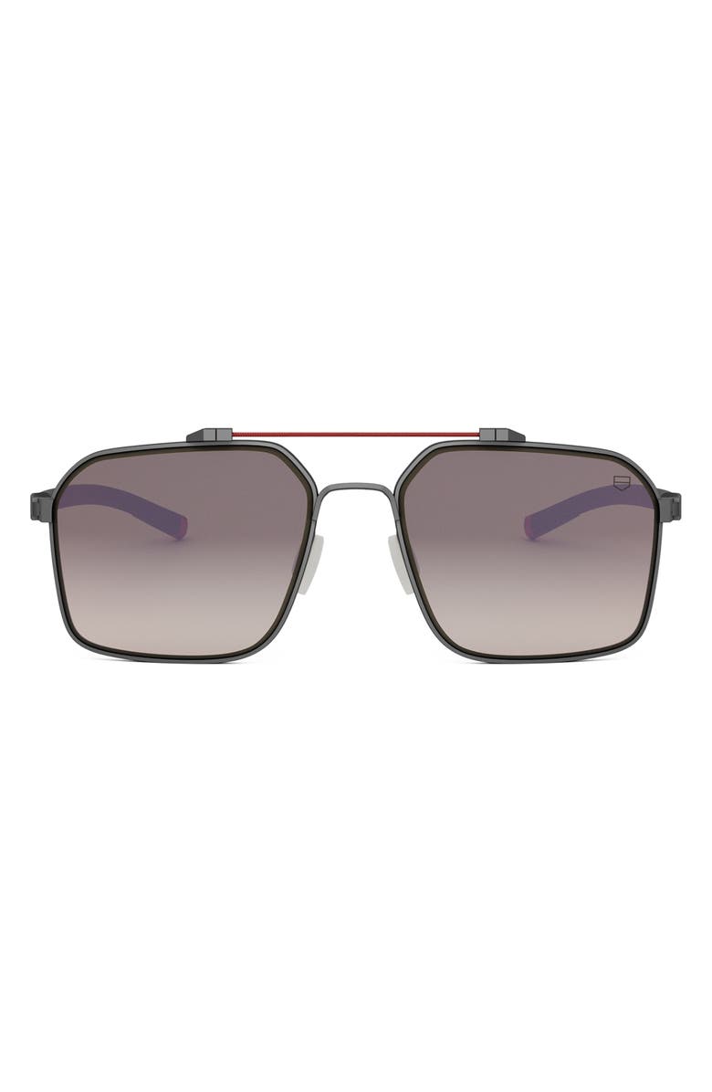 TAG Heuer Flex Dyneema<sup>®</sup> 57mm Square Sunglasses, Main, color, Matte Gunmetal / Bordeaux