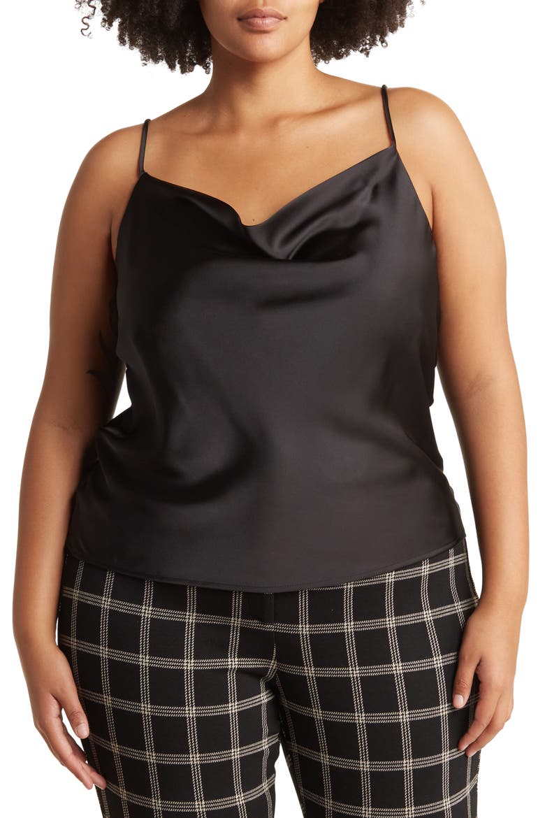 Cowl Neck Satin Camisole, Main, color, BLACK