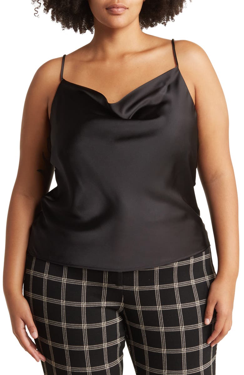 Renee C Cowl Neck Satin Camisole, Main, color, Black
