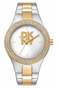 Crystal Embellished Two Tone Bracelet Watch, 38mm