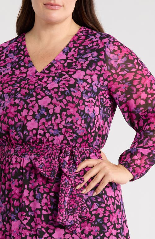 Kasper Floral Long Sleeve Tiered Maxi Dress In Purple