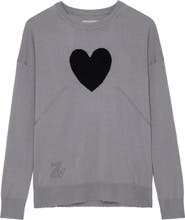 Zadig & Voltaire Gaby Intarsia Heart Wool Crewneck Sweater